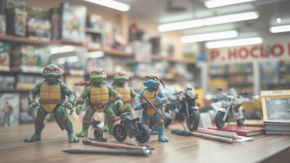 Jakie akcesoria i figurki związane z niebieskim żółwiem ninja są dostępne na rynku?